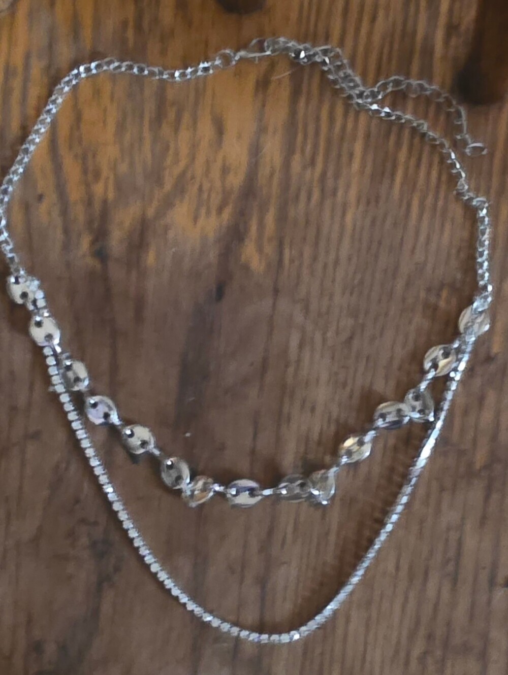 Silver Layered Rhinestone Chain Necklace BNIB - Picture 6 of 9